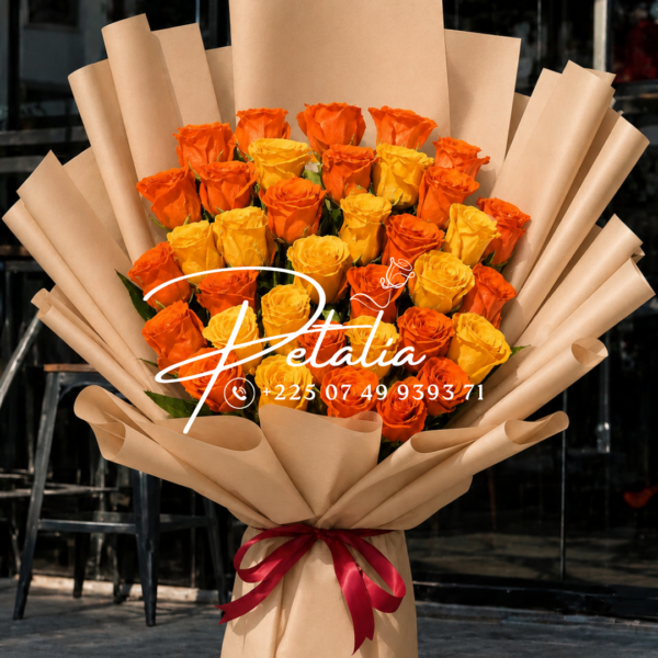 Bouquet - Roses majestueuses (orange jaune)