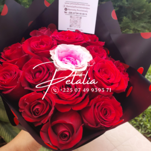 Bouquet - Rouge passion , cœur de rose