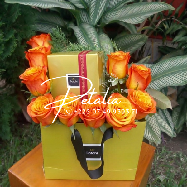 arrangement floral - sac patchi (orange)