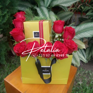 arrangement floral - sac patchi (rouge)