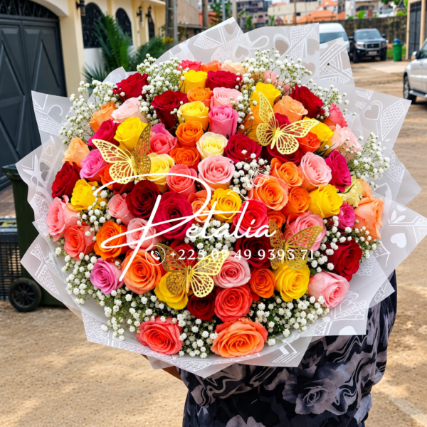 Bouquet debout - explosion 100 roses